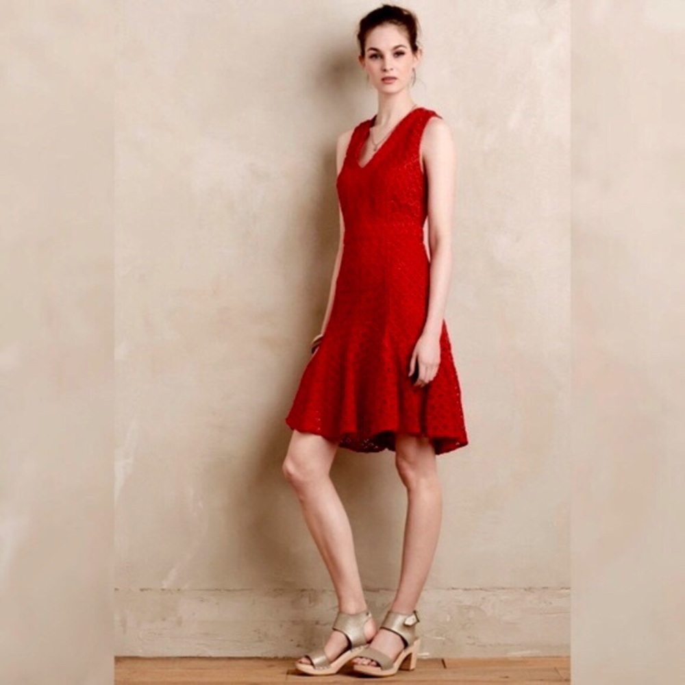Anthropologie “Son and Soni” Flounce lace dress.